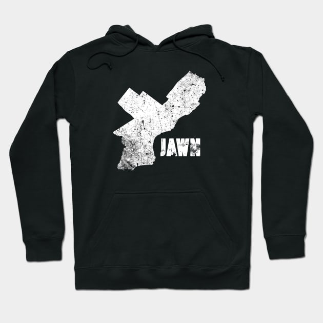 Philly Jawn Philadelphia Map Distressed Gritty Retro Style Hoodie by graphicbombdesigns